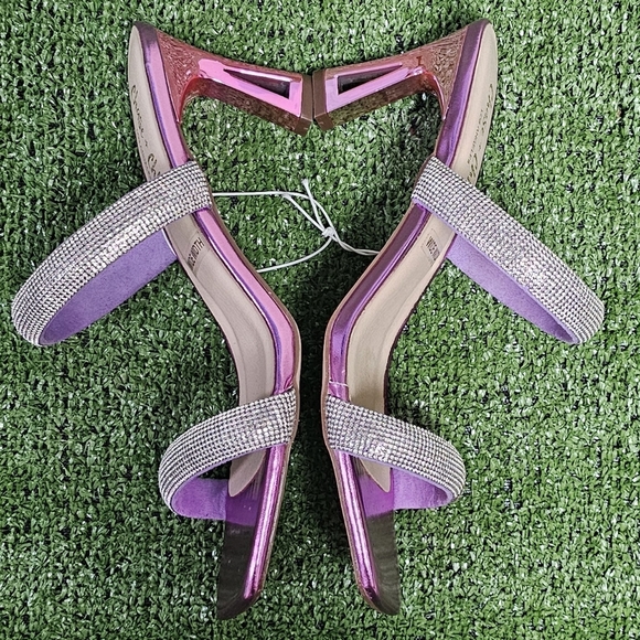 CHASE & CHLOE | ARABELLA EMBELLISHED DOUBLE STRAP METALLIC HEELS - NWOT! - Picture 7 of 16